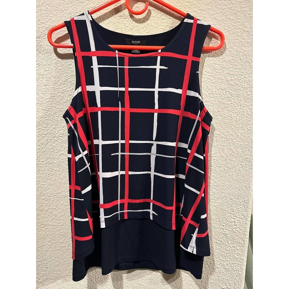 Alfani Multi-Color Geo Plaid Skirted Tunic Top Size P/M